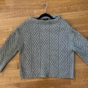 Zara Knit Gray Boatneck Sweater, Small